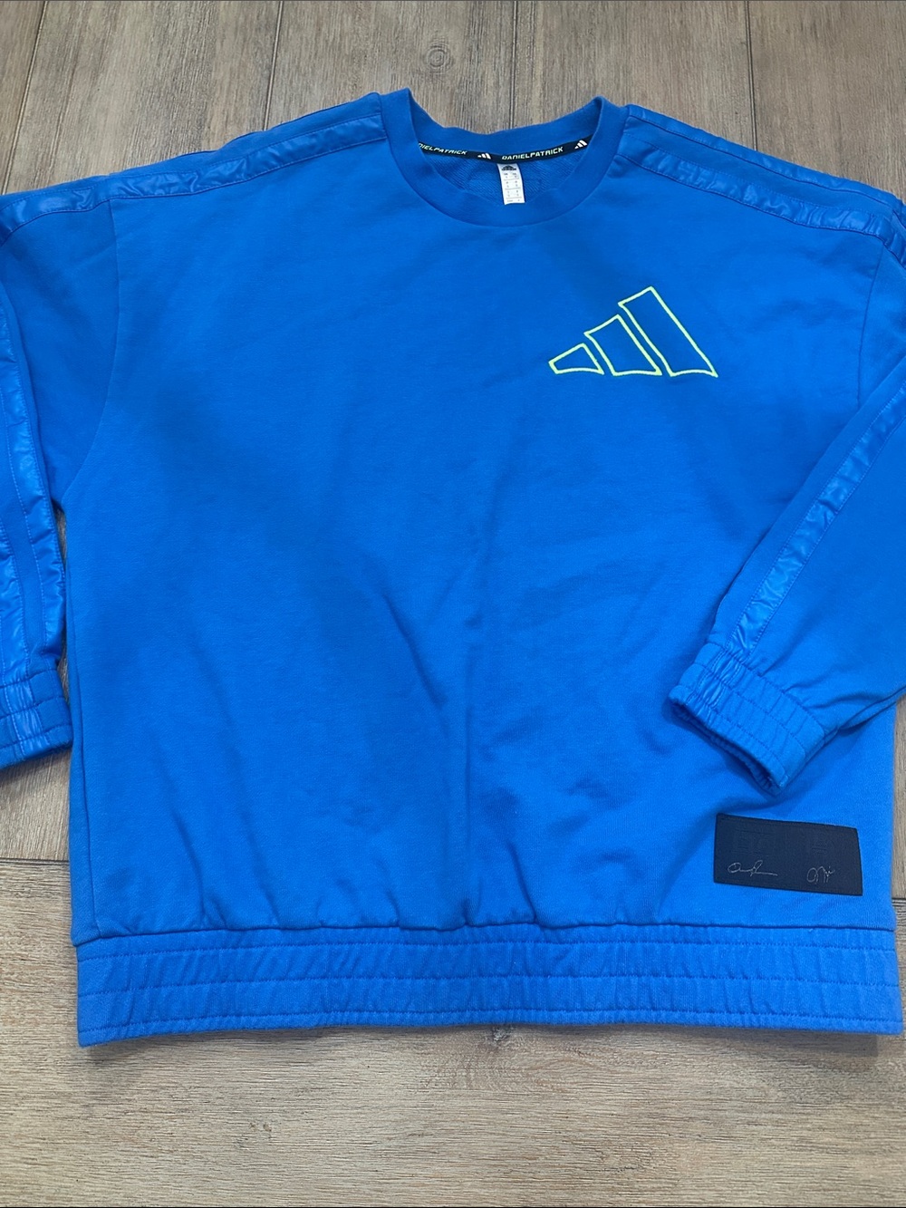 Adidas Daniel Patrick James Harden Crewneck Sweatshirt Blue/Lime | Size Small